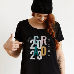 Modern Minimal Grad Typography Class of 2024 Grad T-Shirt<br><div class="desc">Modern,  bold trendy typography design that uniquely arranges the word "GRAD" and "2024" to create this stylish typographic class of 2024 t-shirt design. Customize with grad's name and the year. Note: colors can easily be changed to suit your design preference. Perfect gift for the grad. Design by Moodthology Papery.</div>