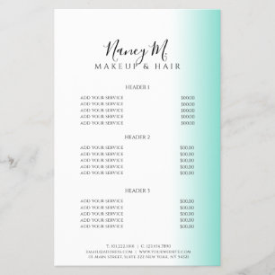 Modern minimal gradient mint white makeup & hair flyer