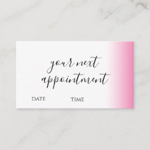 Modern minimal gradient pink white makeup & hair appointment card