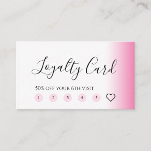 Modern minimal gradient pink white makeup & hair loyalty card