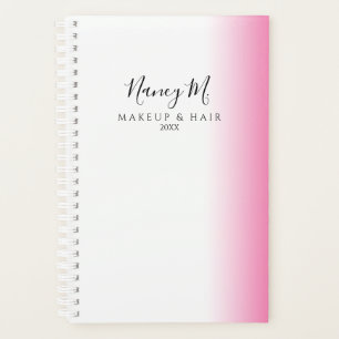 Modern minimal gradient pink white makeup & hair planner