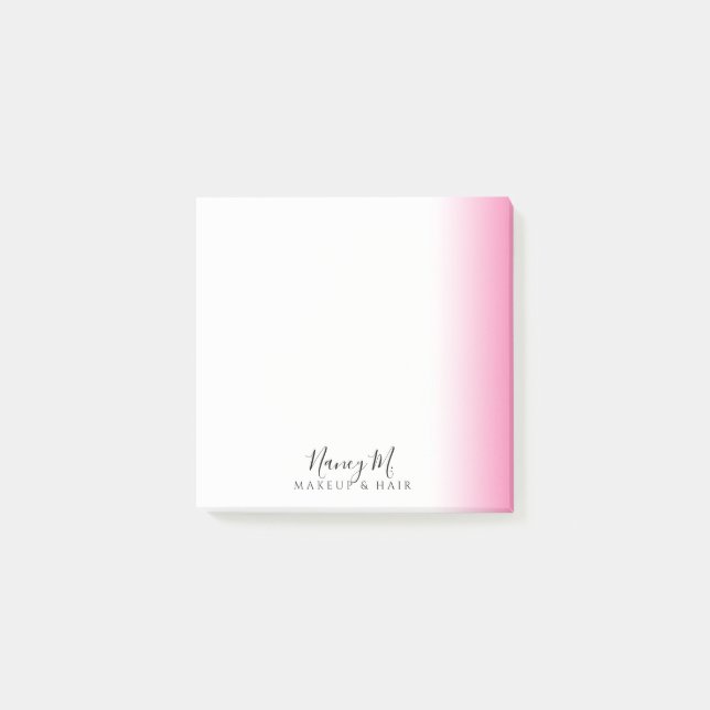 Modern minimal gradient pink white makeup & hair  post-it notes (Front)
