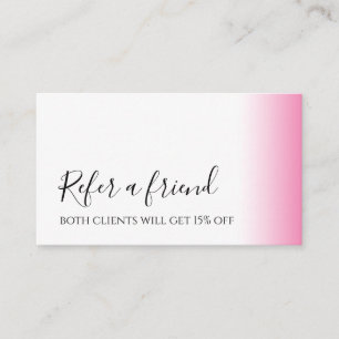 Modern minimal gradient pink white makeup & hair  referral card