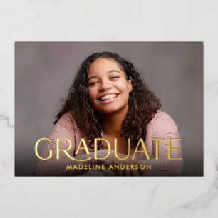 Modern Minimal Graduation 2 Photo Gold Foil Invita