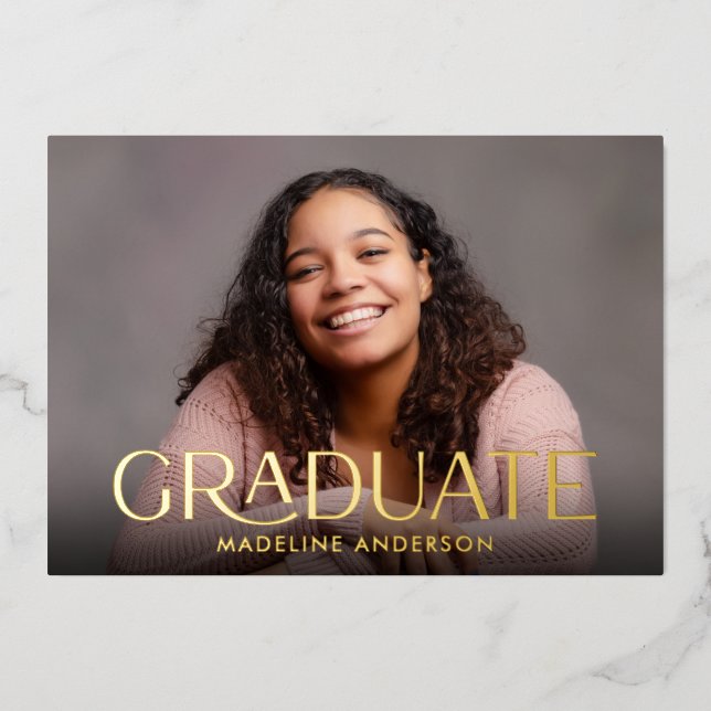 Modern Minimal Graduation 2 Photo Gold Foil Invita (Front)