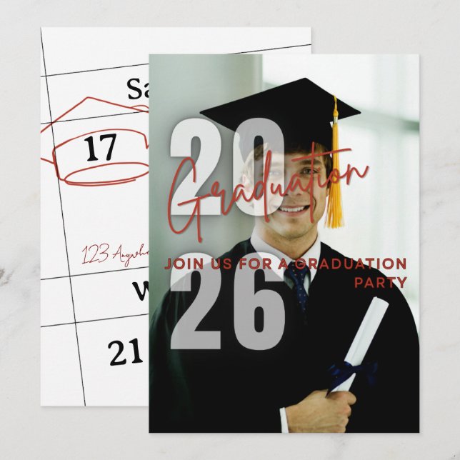 Modern Minimal Graduation Party Invitation (Front/Back)