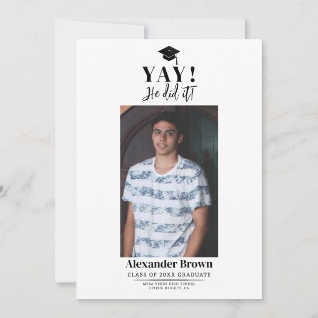 Modern Minimal Graduation Photo Announcement (Front)