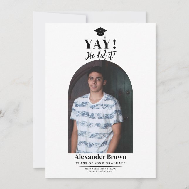 Modern Minimal Graduation Photo Announcement (Front)