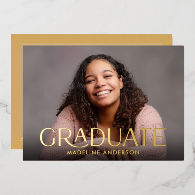 Modern Minimal Graduation Photo Gold (Front/Back)