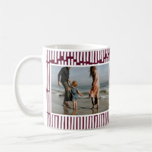 Modern minimal graphic 2 photo burgundy and white coffee mug