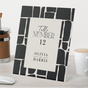 Modern minimal graphic black & white table number pedestal sign