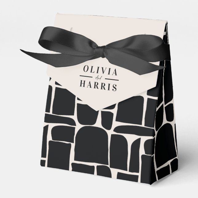 Modern minimal graphic black & white unique favour box (Front Side)