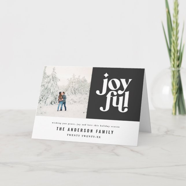 Modern minimal graphic Christmas typography photo Holiday Card (Front)