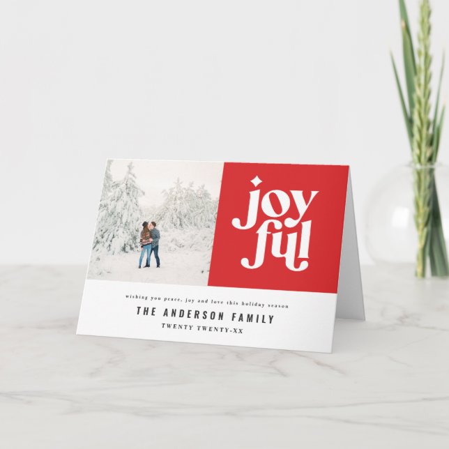Modern minimal graphic Christmas typography photo Holiday Card (Front)