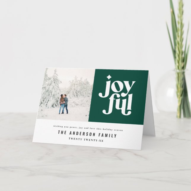 Modern minimal graphic Christmas typography photo Holiday Card (Front)