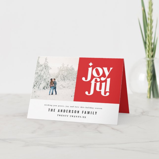 Modern minimal graphic Christmas typography photo Holiday Card (Front)