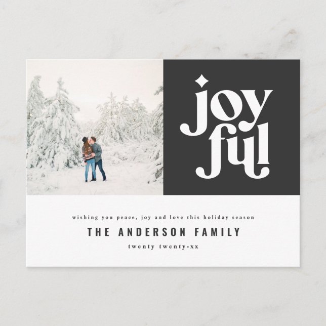 Modern minimal graphic Christmas typography photo Holiday Postcard (Front)