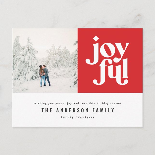 Modern minimal graphic Christmas typography photo Holiday Postcard (Front)