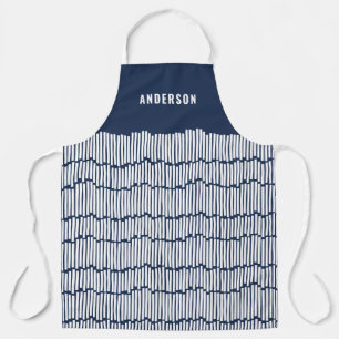 Modern minimal graphic navy blue and white elegant apron