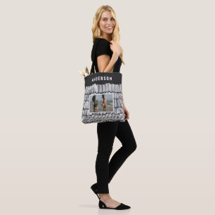 Modern minimal graphic photo black and white tote bag