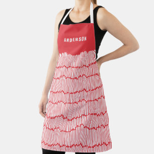 Modern minimal graphic red elegant apron