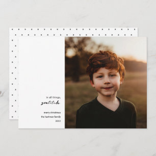 Modern Minimal   Gratitude Photo Christmas Black Holiday Card