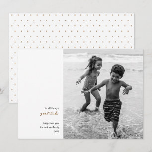 Modern Minimal   Gratitude Photo New Year Gold Holiday Card