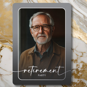 Modern Minimal Gray Photo Retirement Party