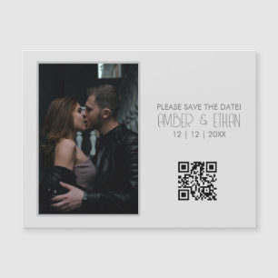 Modern Minimal Gray Photo Save the Date QR code