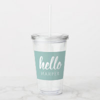 Modern Minimal Green And White Hello And You Name