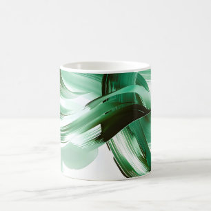 Modern Minimal Green Brush Strokes Abstract Coffee Mug