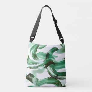 Modern Minimal Green Brush Strokes Abstract Crossbody Bag