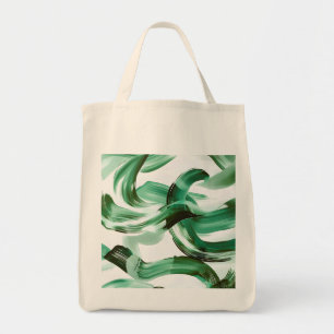 Modern Minimal Green Brush Strokes Abstract Tote Bag