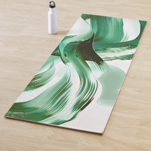 Modern Minimal Green Brush Strokes Abstract Yoga Mat