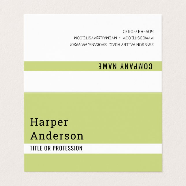 Modern Minimal Green  Business Cards (Outside Unfolded)