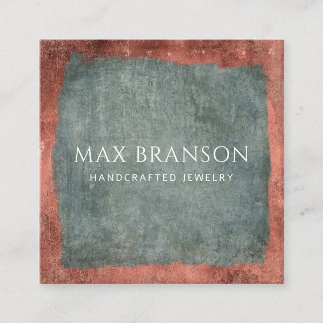 Modern Minimal Green Copper Jewellery Designer  Square Business Card (Front)