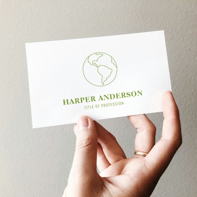 Modern Minimal Green Earth Logo |Eco-Friendly  Business Card (Creator Uploaded)
