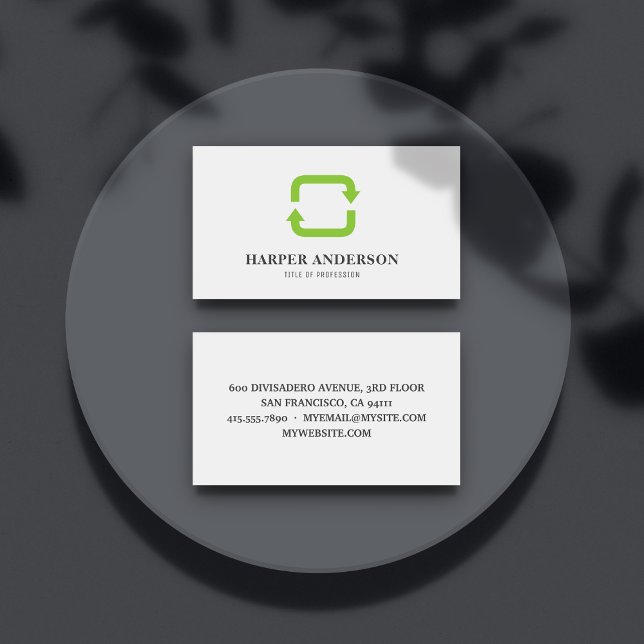 Modern Minimal Green Eco Recycle Professional Business Card (Creator Uploaded)
