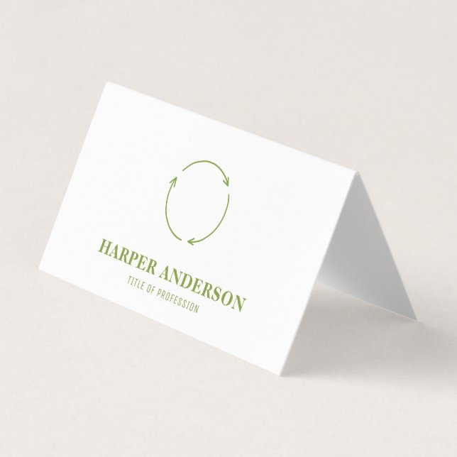 Modern Minimal Green Eco Recycling Professional  Business Card (Front)