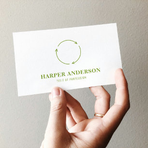 Modern Minimal Green Eco Recycling Professional  Business Card