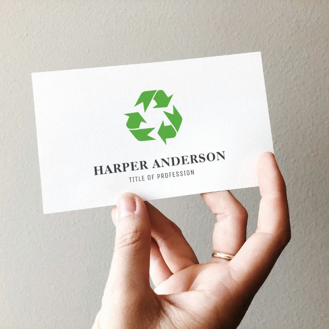 Modern Minimal Green Eco Recycling Professional Business Card (Creator Uploaded)