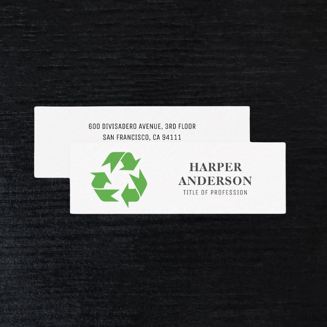 Modern Minimal Green Eco Recycling Professional Mini Business Card (Creator Uploaded)