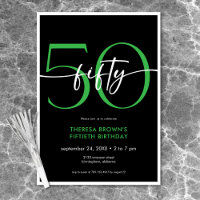 Modern Minimal Green Fifty Script Birthday