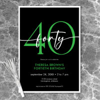 Modern Minimal Green Forty Script Birthday