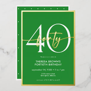 Modern Minimal Green Gold Script Birthday