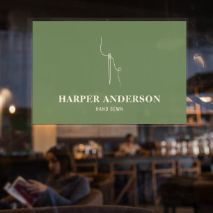 Modern Minimal Green Hand Sewing Professional Window Cling