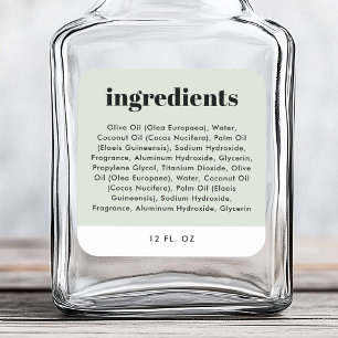 Modern minimal green ingredient list product label