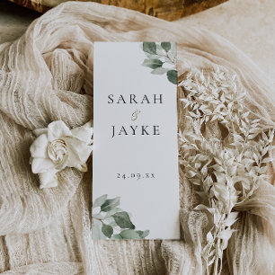 Modern Minimal Green Leaf Wedding Ceremony Program