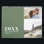 Modern minimal green multi photo family calendar<br><div class="desc">Modern minimal green white multi photo family calendar. A stylish bold way to show your family photographs.</div>