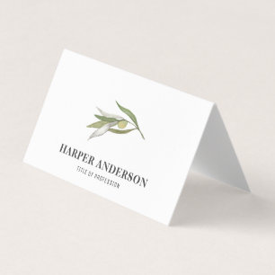 Modern Minimal Green Olive Tree Professional Busin Business Card